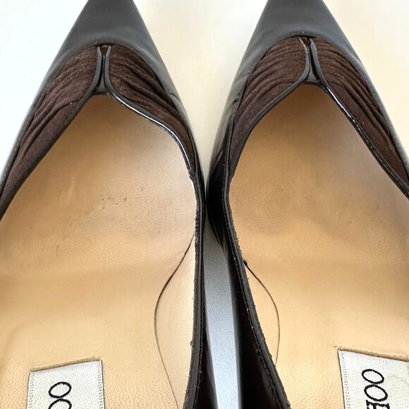Jimmy Choo Dark Brown Leather Pointed Toe Heels Pumps Size 37.5 - Picture 9 of 14